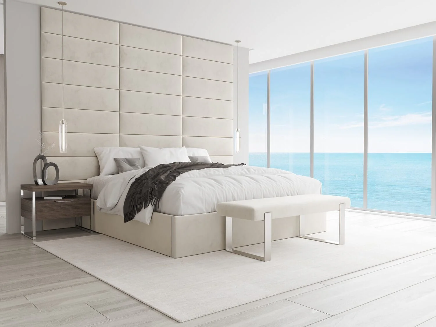 Vant Upholstered Bedroom Bench - Brushed Nickel Legs - Image 100