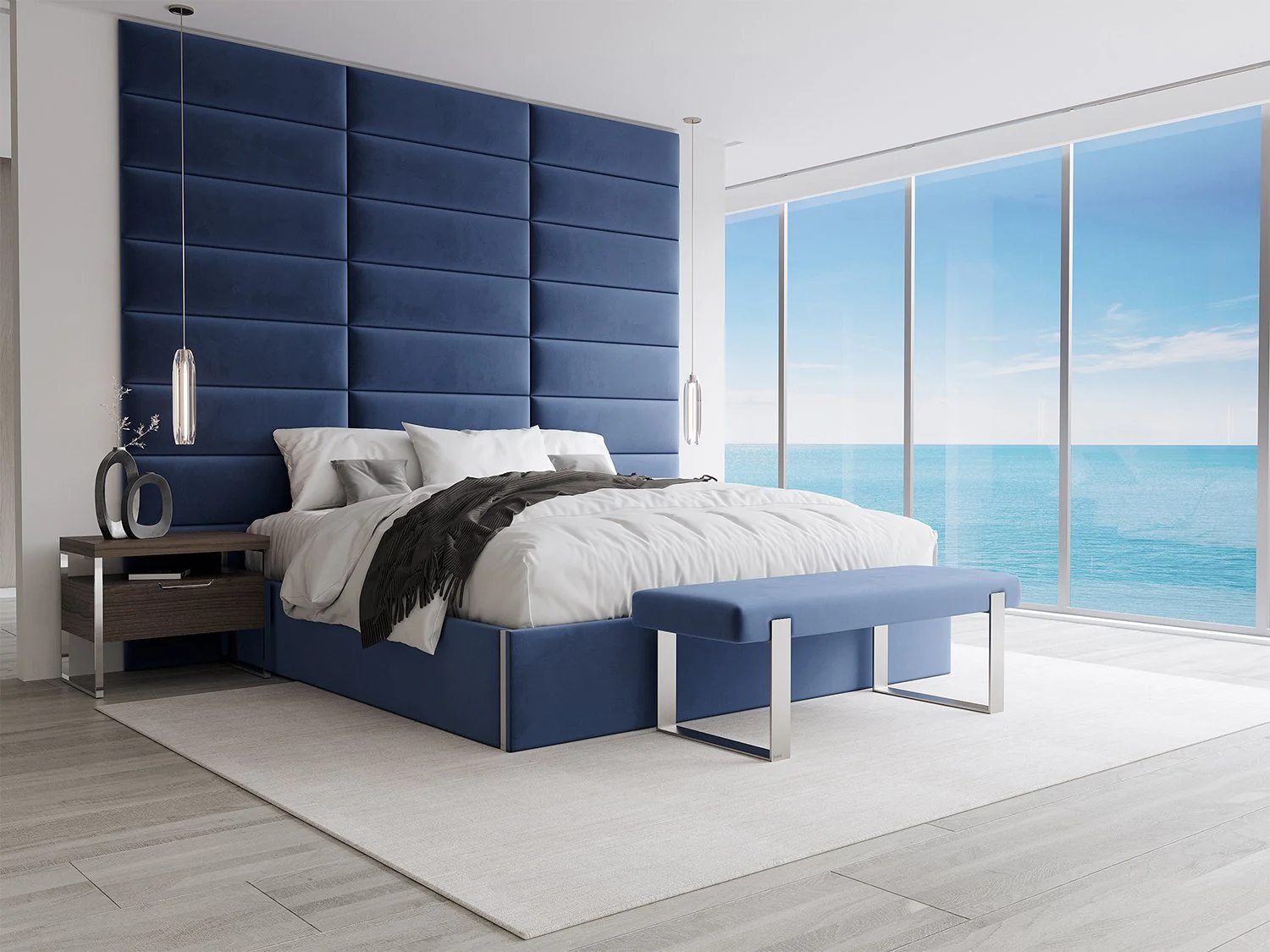 Vant Upholstered Bedroom Bench - Brushed Nickel Legs - Image 103