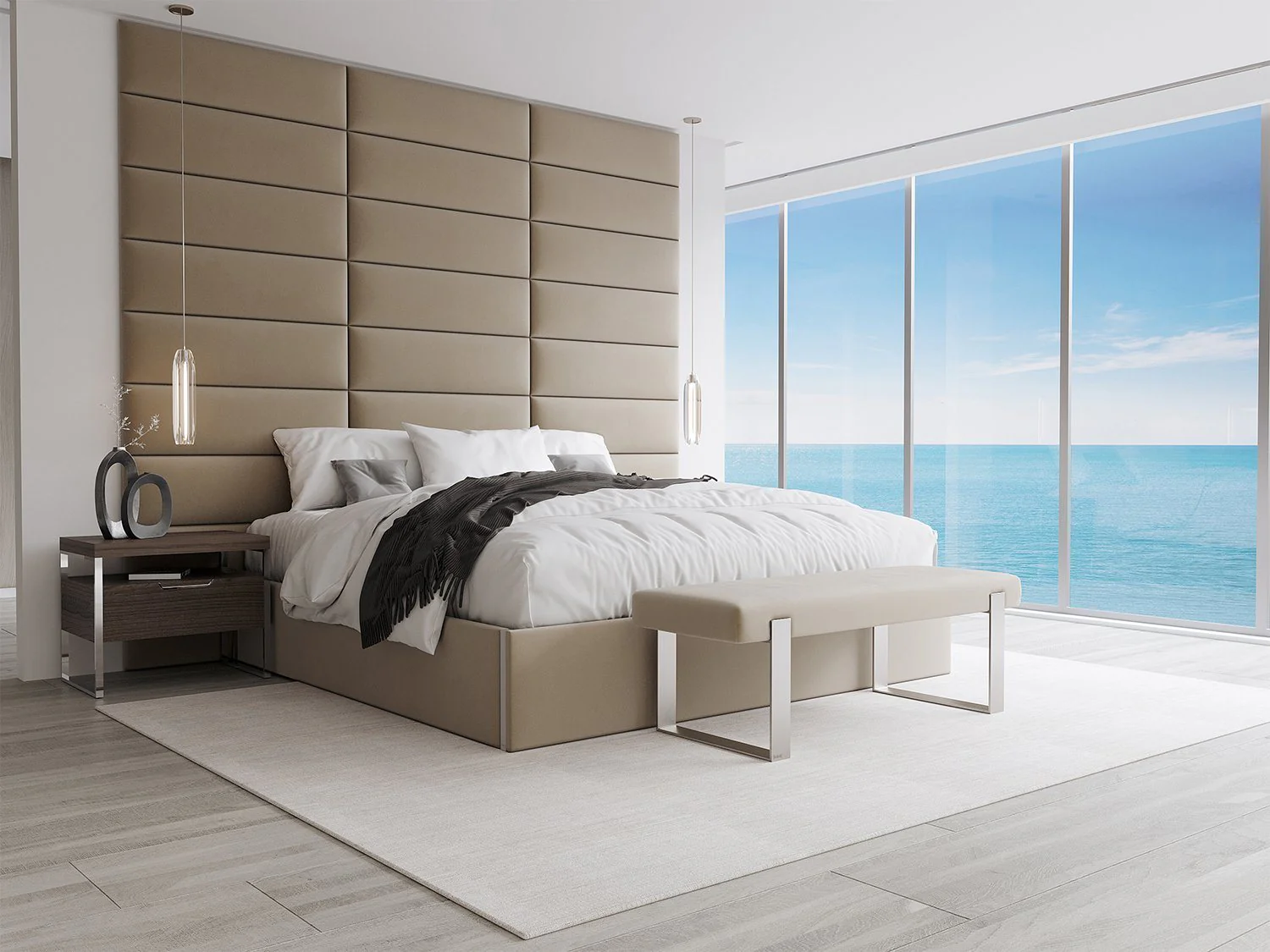 Vant Upholstered Bedroom Bench - Brushed Nickel Legs - Image 104