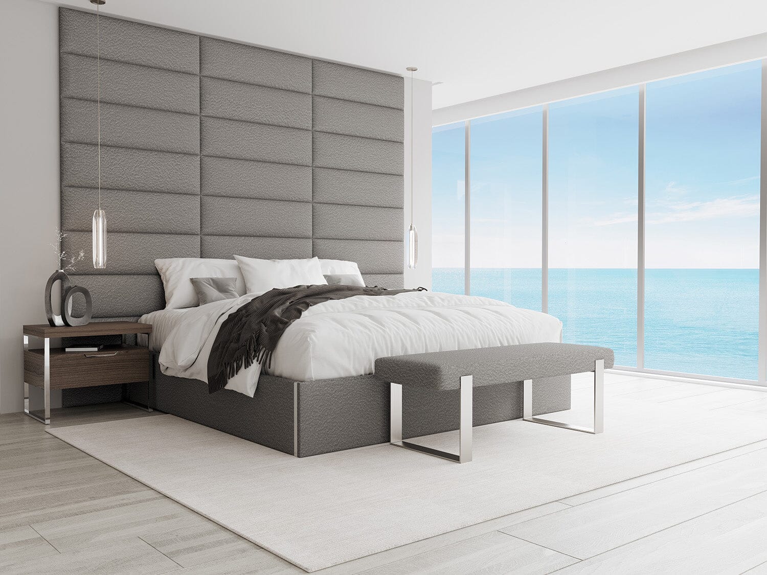 Vant Upholstered Bedroom Bench - Brushed Nickel Legs - Image 125