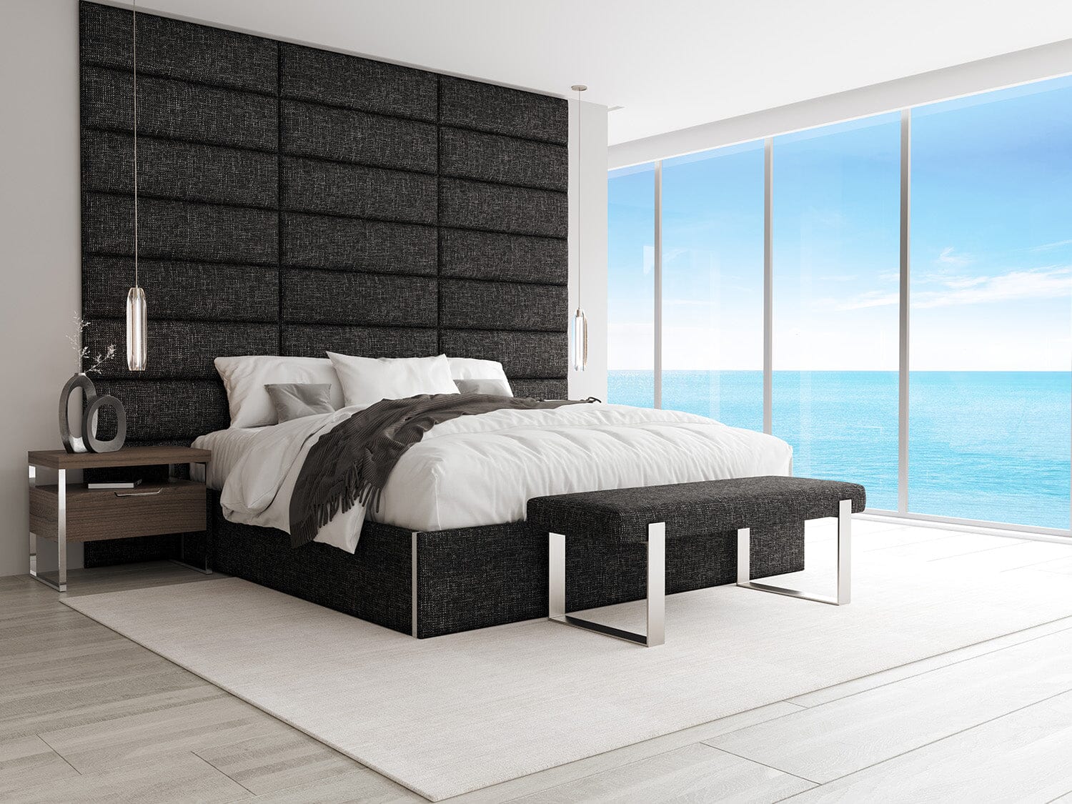 Vant Upholstered Bedroom Bench - Brushed Nickel Legs - Image 130