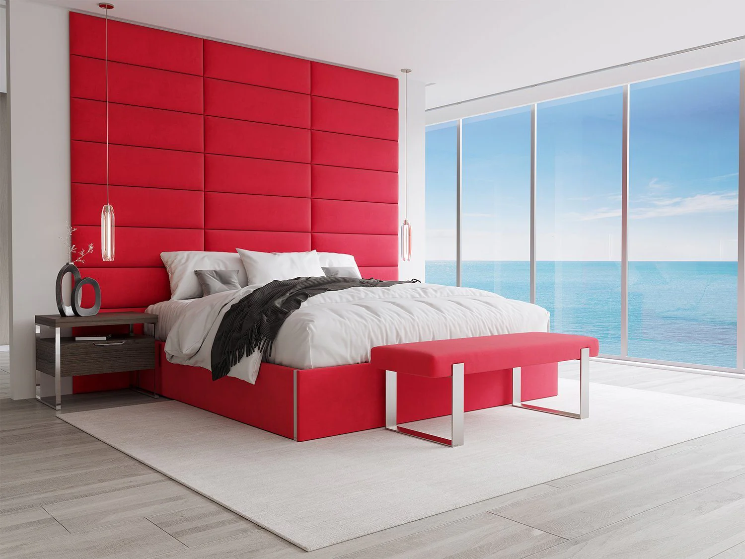 Vant Upholstered Bedroom Bench - Brushed Nickel Legs - Image 60