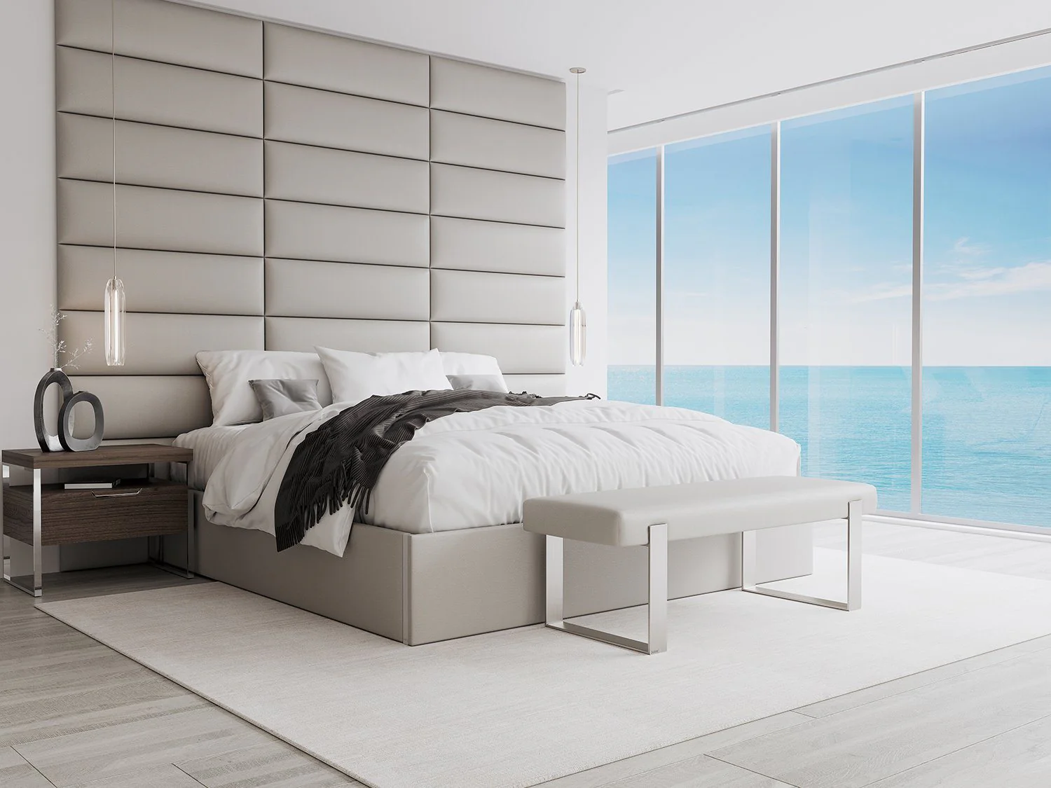 Vant Upholstered Bedroom Bench - Brushed Nickel Legs - Image 63