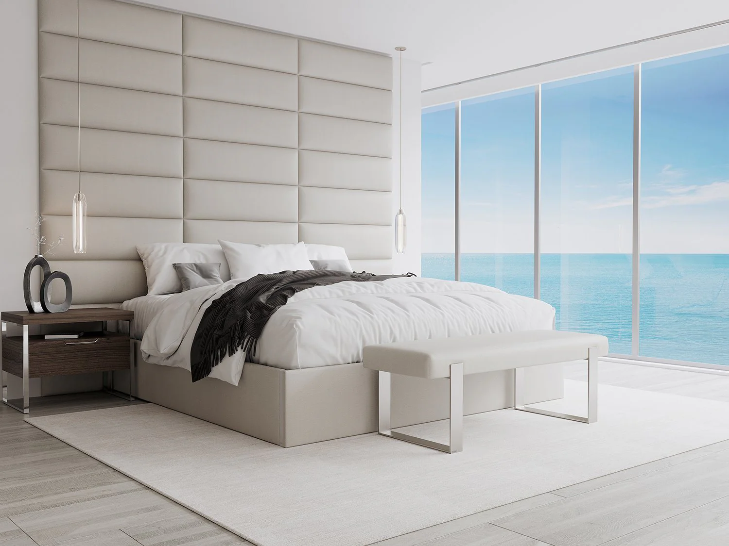 Vant Upholstered Bedroom Bench - Brushed Nickel Legs - Image 65