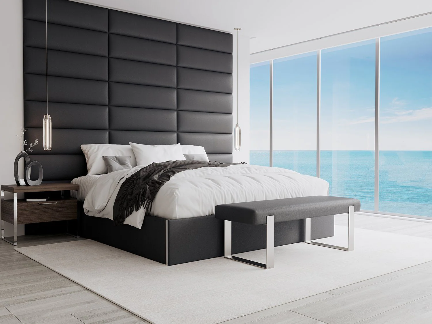 Vant Upholstered Bedroom Bench - Brushed Nickel Legs - Image 67