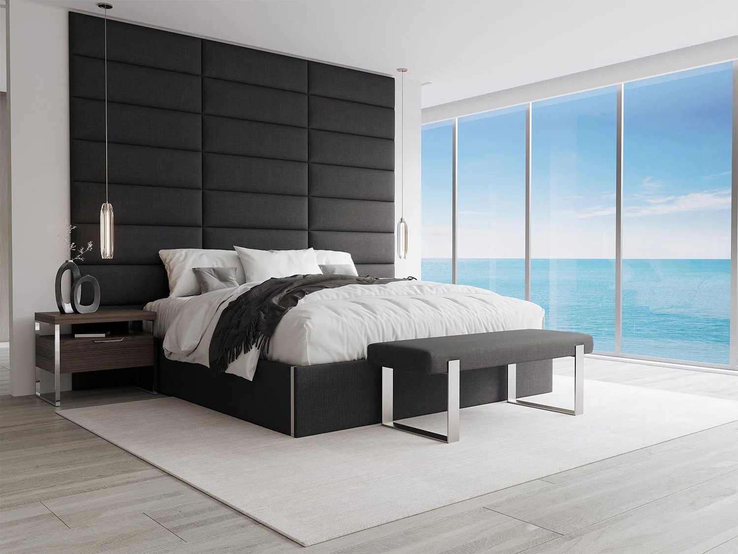 Vant Upholstered Bedroom Bench - Brushed Nickel Legs - Image 69