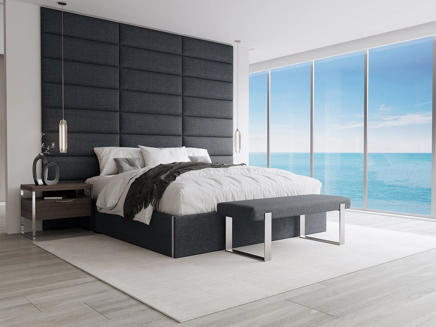 Vant Upholstered Bedroom Bench - Brushed Nickel Legs - Image 71