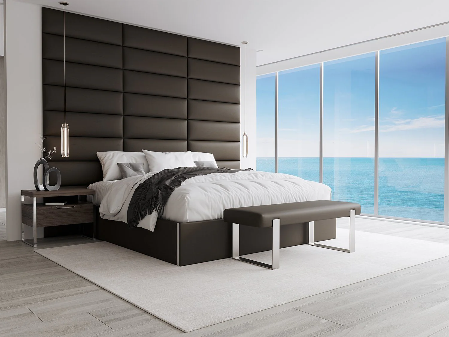 Vant Upholstered Bedroom Bench - Brushed Nickel Legs - Image 87