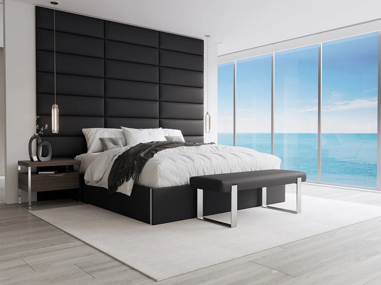 Vant Upholstered Bedroom Bench - Brushed Nickel Legs - Image 88