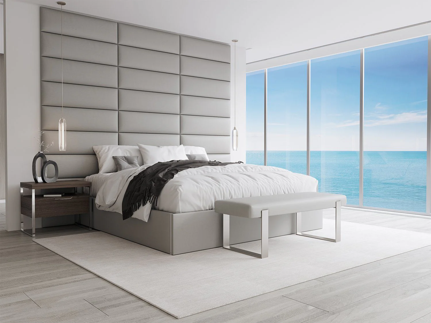 Vant Upholstered Bedroom Bench - Brushed Nickel Legs - Image 89