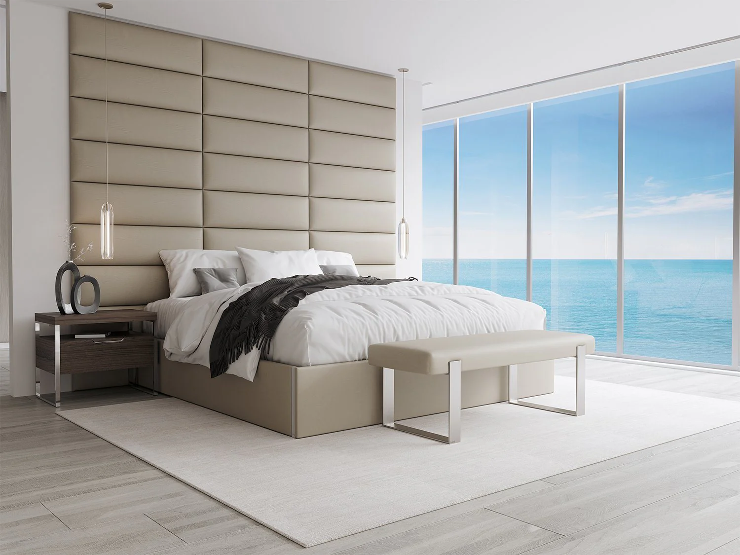 Vant Upholstered Bedroom Bench - Brushed Nickel Legs - Image 90