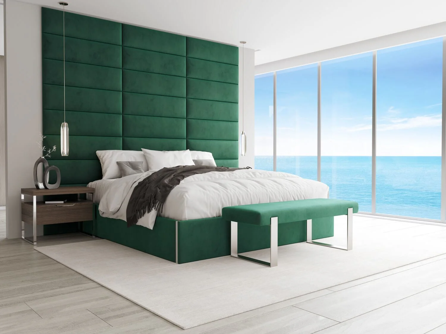 Vant Upholstered Bedroom Bench - Brushed Nickel Legs - Image 99